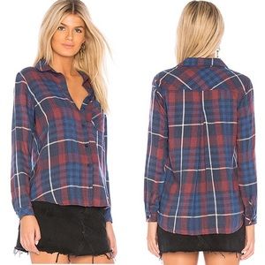Bella Dahl Plaid Soft Button Down Blouse